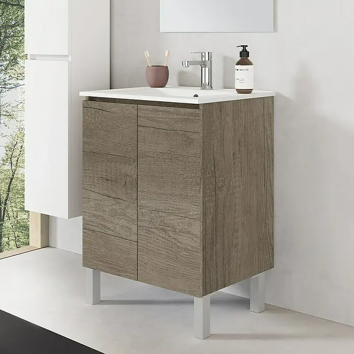 Conjunto de mueble de baño Versa - 60 cm, 3 piezas, Nebraska, Mate - Foto ambiente