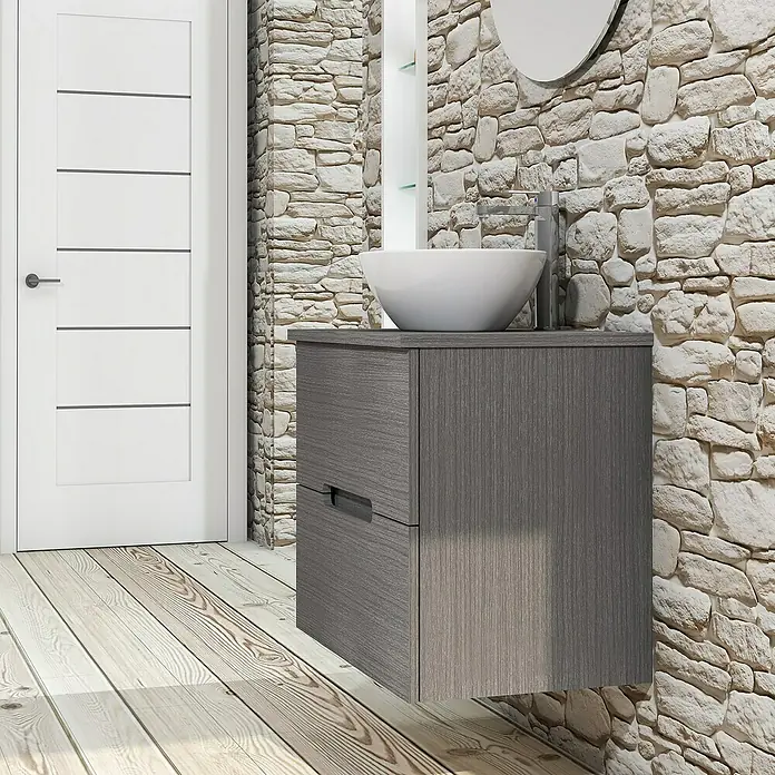 Conjunto de mueble de baño Loop Top - 60 cm, 4 piezas, Ceniza, Mate - Foto ambiente