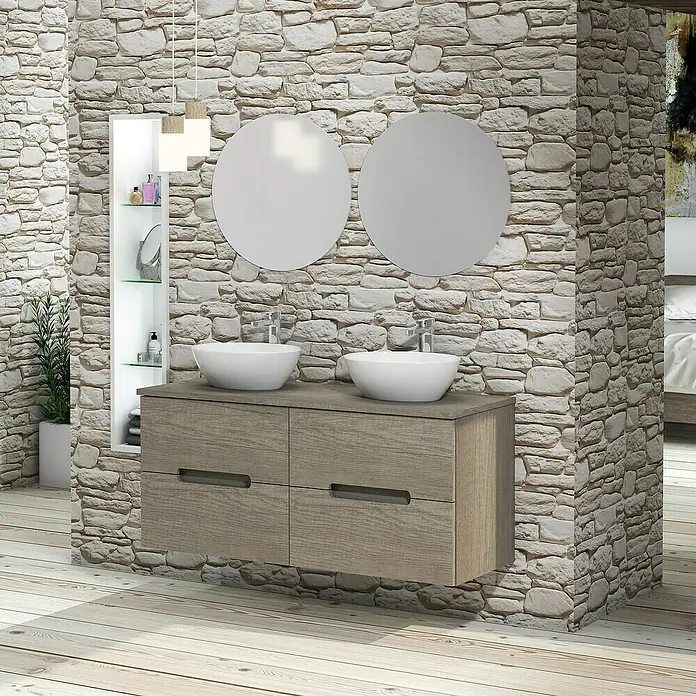 Conjunto de mueble de baño Loop Top - 120 cm, 6 piezas, Nebraska, Mate - Foto ambiente