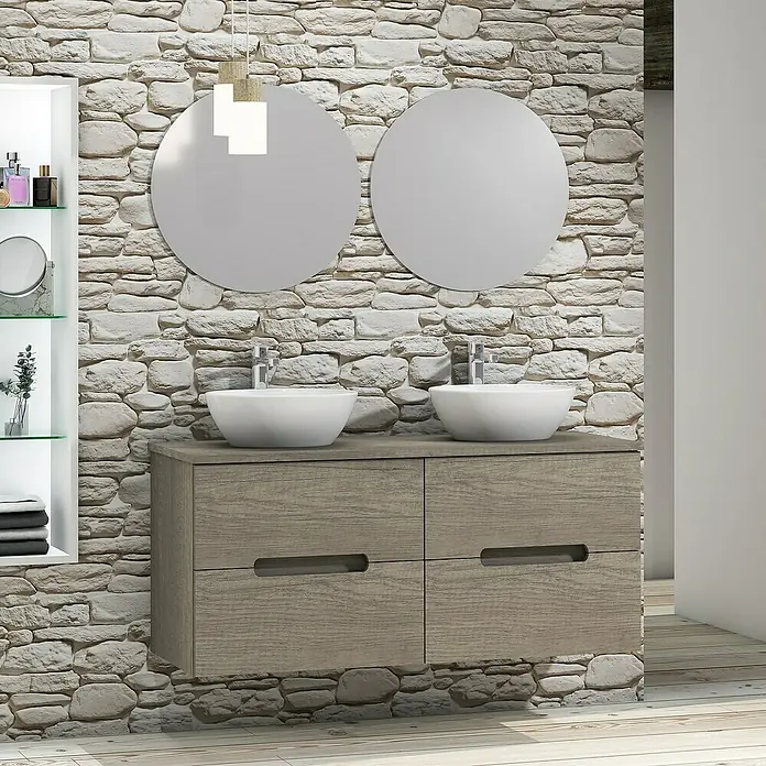 Conjunto de mueble de baño Loop Top - 120 cm, 6 piezas, Nebraska, Mate - Foto ambiente