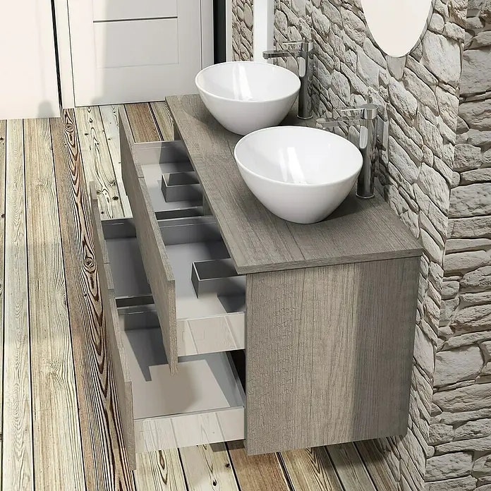 Conjunto de mueble de baño Loop Top - 120 cm, 6 piezas, Nebraska, Mate - Foto ambiente