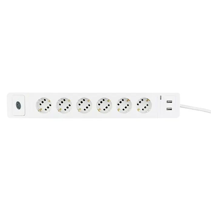 REV Produžni kabel s utičnicama - 6-struko, 2 USB priključka, Dužina kabela: 1,4 m, 3.680 W - Pogled odozgo