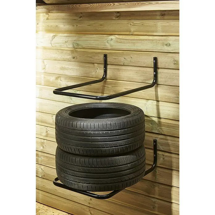 Mottez Reifen-Wandhalterung - Passend für: 4 Reifen, Traglast: 120 kg, 2 Stk. - Anwendungsbeispiel