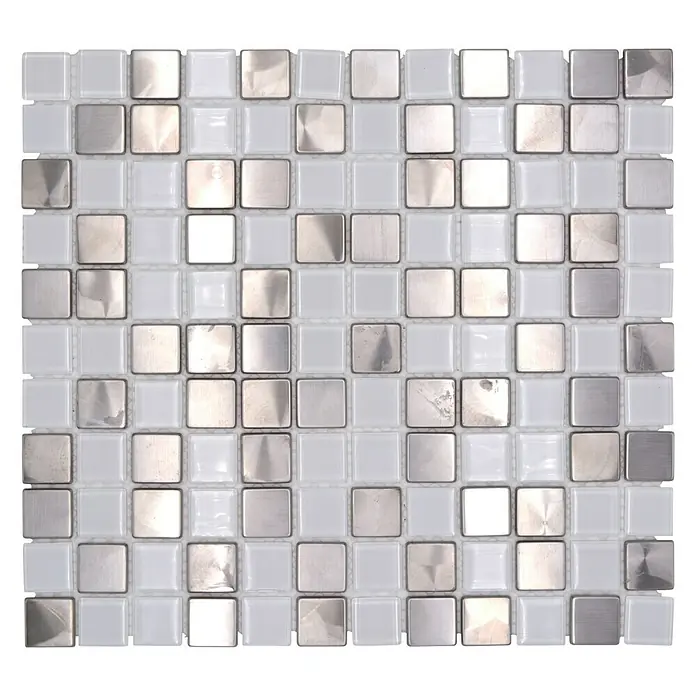 Mozaïektegel vierkant glas Mix XAM A441 - 32,7 x 30,2 cm, Wit, Glanzend - Bovenaanzicht