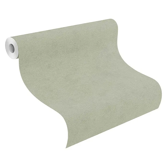 Rasch Kimono Vliestapete - Hellgrün, Uni, 10,05 x 0,53 m - Diagonale Ansicht