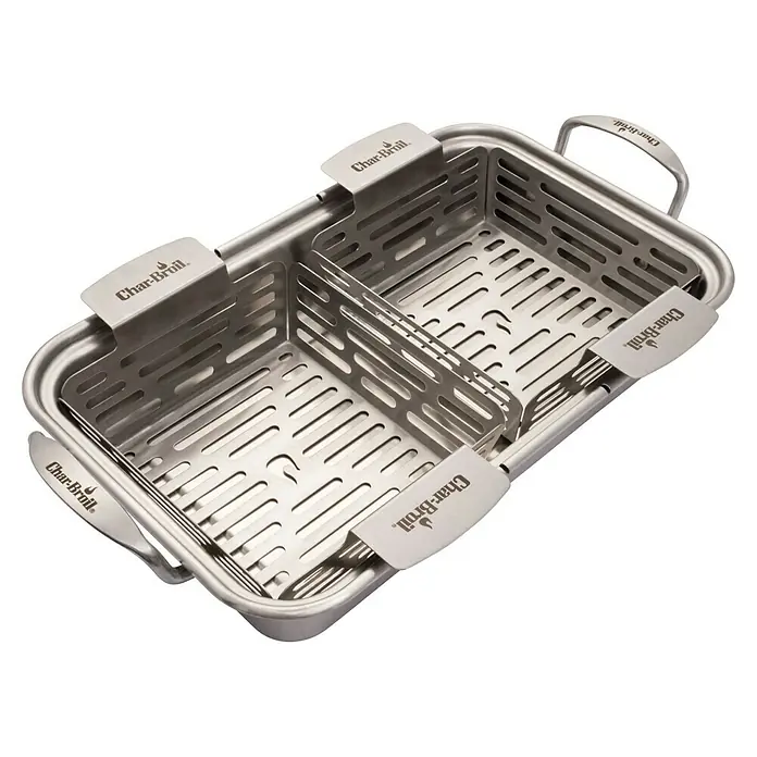 Char-Broil Grillkorb Grill+ - Edelstahl, L x B x H: 16,3 x 24,9 x 5,5 cm - Diagonale Ansicht