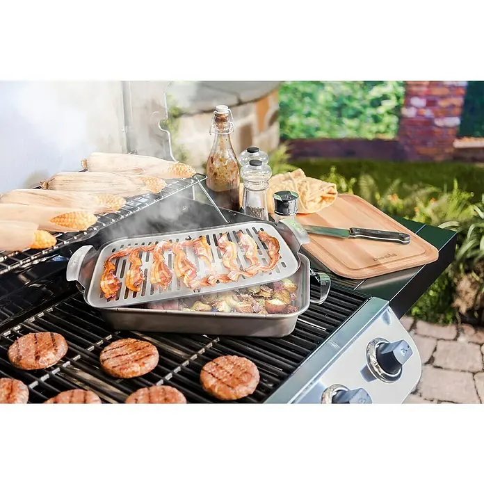 Char-Broil Grillpfanne Grill+ - Edelstahl, L x B x H: 42 x 22 x 4 cm - Anwendungsbeispiel
