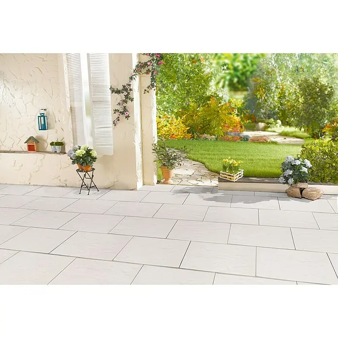 Terrassenplatte Torino - L x B x S: 60 x 40 x 3,8 cm, Crema, Beton - Stimmungsaufnahme