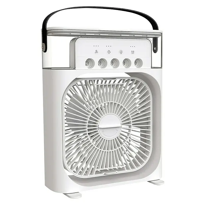 Proklima Tischventilator mit Luftbefeuchtung - USB 2.0-Anschluss, Weiß, 9 x 21 x 26 cm - Vorderansicht