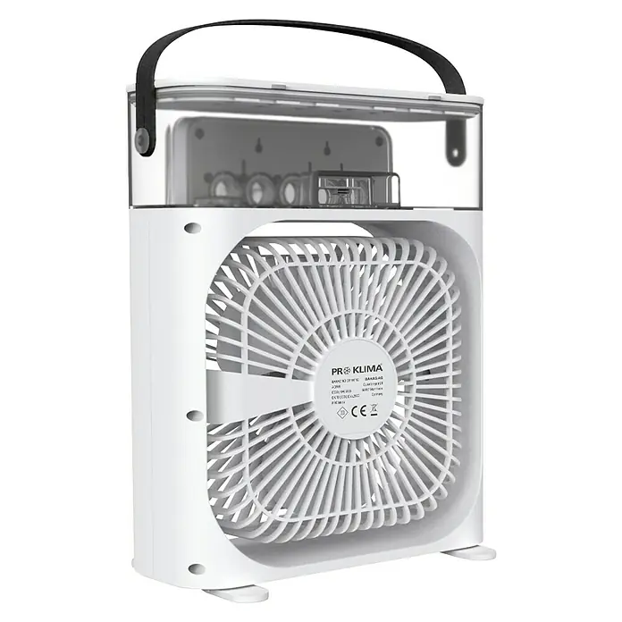 Proklima Tischventilator mit Luftbefeuchtung - USB 2.0-Anschluss, Weiß, 9 x 21 x 26 cm - Vorderansicht
