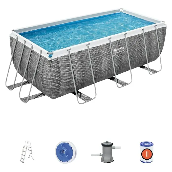 Bazen sa priborom Power Steel - D x Š x V: 412 x 201 x 122 cm, 8.124 l - Dijagonalni pogled