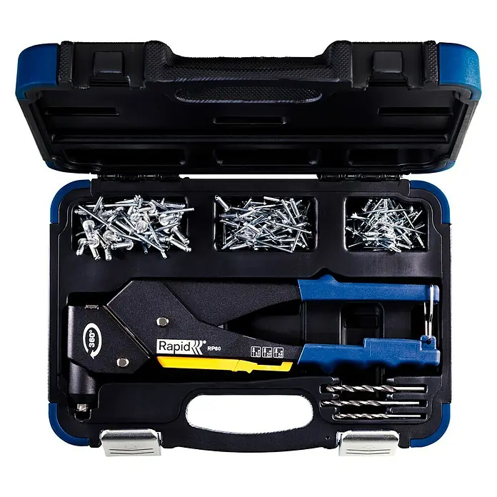 Rapid Set de remachadora RP60 + maleta - Diámetro de remache: 3,2 mm, Específico para: Remaches de aluminio/acero inoxidable (Ø 3,2/4/4,8 mm) - Vista descendente