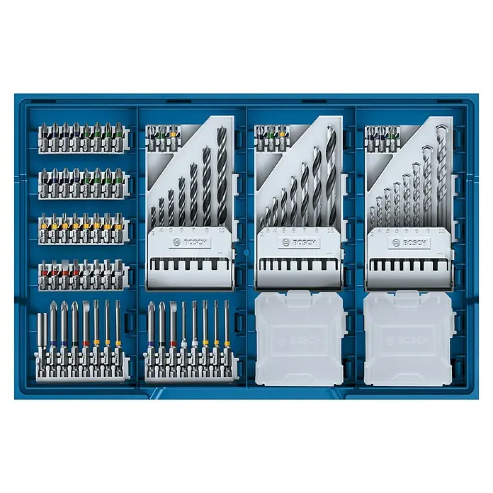 Bosch Professional Akku-Schlagbohrschrauber GSB 18V-28 - 18 V, 2 Akkus, 2 Ah - 4 Ah, Leerlaufdrehzahl: 1.900 U/min, Zubehör: 82 -tlg. - Ansicht von oben