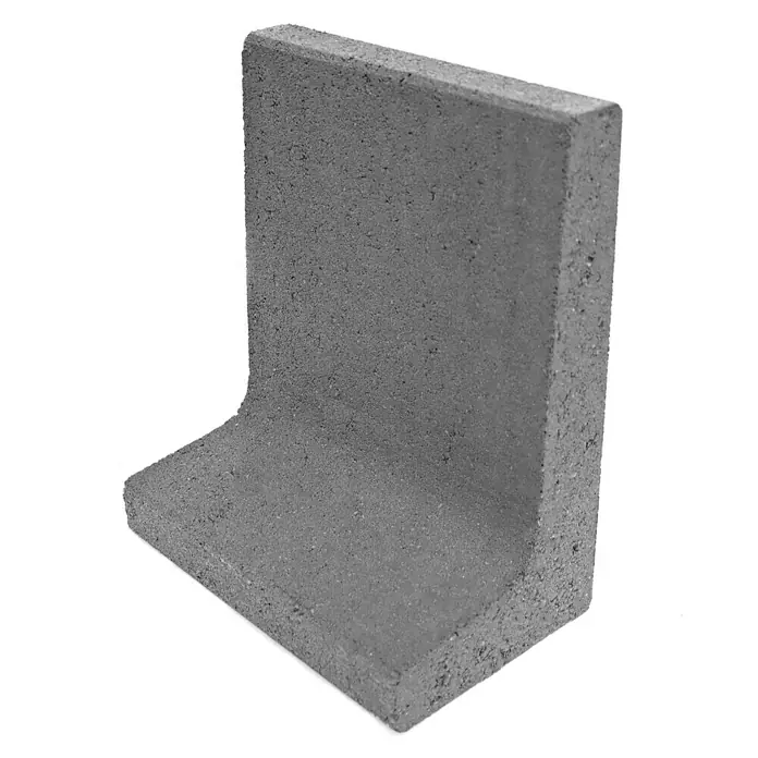 Mähstein Mähroboter L-Randstein - Grau, 24,5 x 29 x 15 cm, Beton - Diagonale Ansicht
