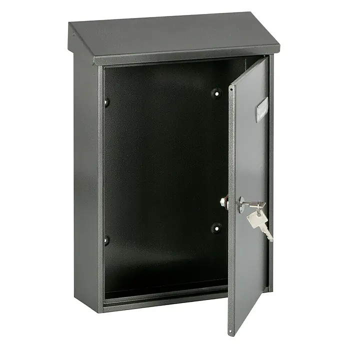 Portaferm Briefkasten PF 33 - 92 x 270 x 370 mm, Schwarz - Diagonale Ansicht