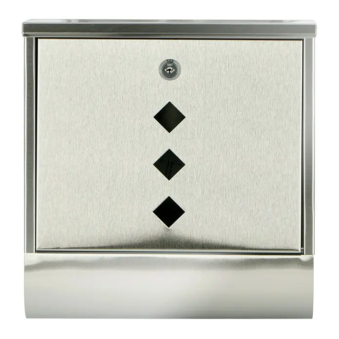 Burg-Wächter Briefkasten Square 6200 Ni - Edelstahl, L x B x H: 90 x 305 x 310 mm - Vorderansicht