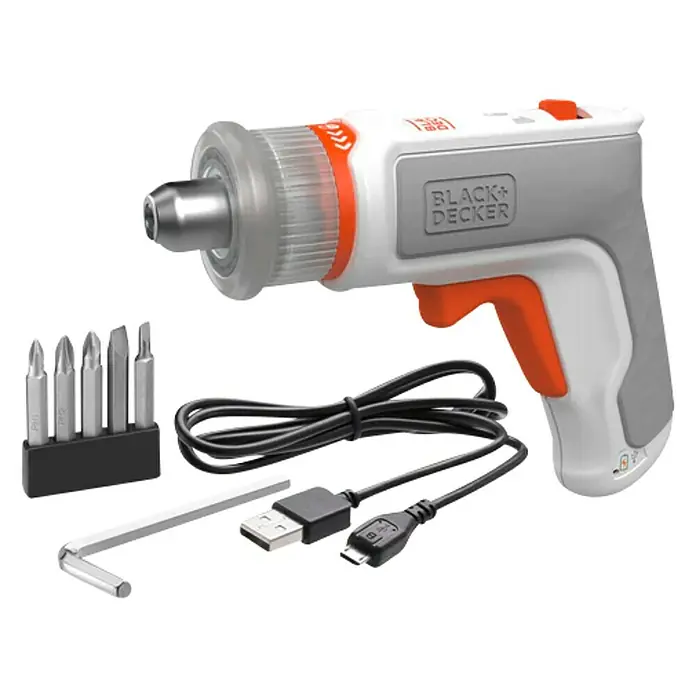 Black+Decker Atornillador de batería HEXDRIVER - 3,6 V, 1 batería, 1,5 Ah, Número de revoluciones de marcha en vacío: 0 r.p.m. - 180 r.p.m. - Vista angular