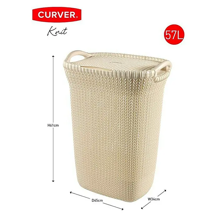 Curver Knit Košara za rublje - 57 l, Kremasto, Plastika