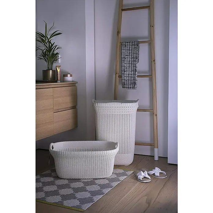 Curver Knit Cesta para la ropa - 57 l, Crema, Plástico - Foto ambiente