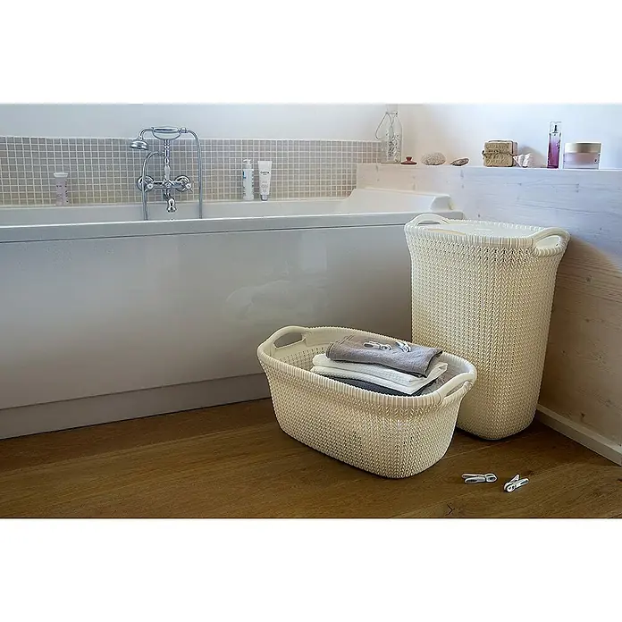 Curver Knit Košara za rublje - 57 l, Kremasto, Plastika - Živopisni prikaz