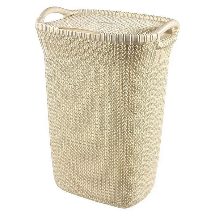 Curver Knit Košara za rublje - 57 l, Kremasto, Plastika - Dijagonalni pogled