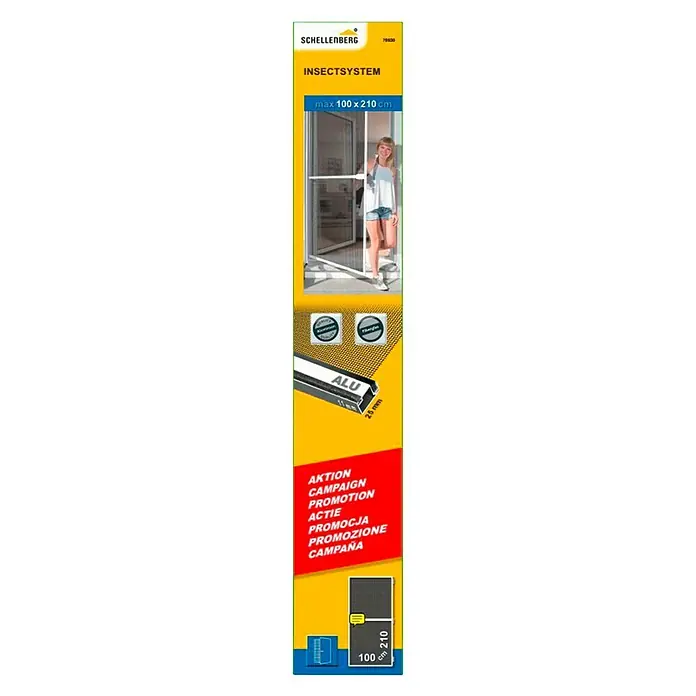 Schellenberg Mosquitera Action - An x Al: 100 x 210 cm, Color bastidor: Blanco, Puertas - Vista frontal