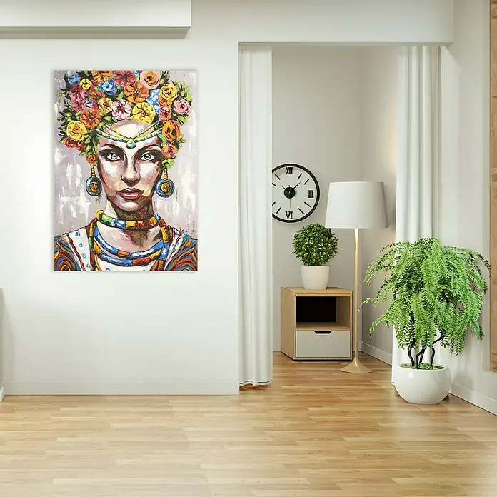 Póster Africana flores - Retrato de mujer, An x Al: 3 x 80 cm - Foto ambiente