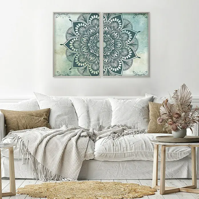 Cuadro de madera Mandalas Set - Mandalas, An x Al: 53 x 73 cm, 2 pzs. - Foto ambiente