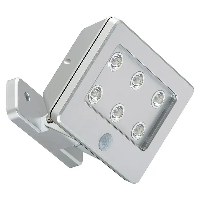 Briloner Led-buitenwandstraler met sensor - Zilver, 64 x 120 x 36 mm, IP54 - Diagonaal zicht