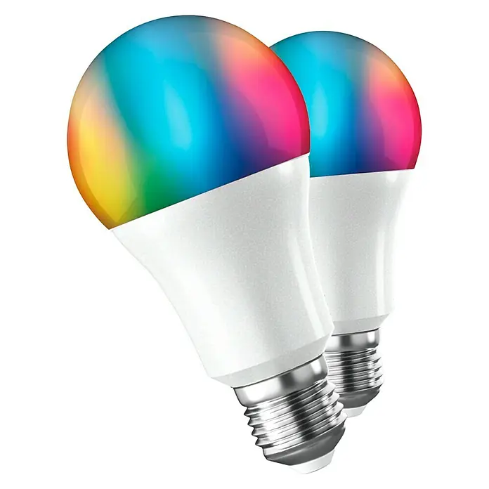 Muvit iO Bombilla LED inteligente Pack 2 - 9 W, RGB, Capacidad de atenuación: Intensidad regulable, Redonda - Vista angular