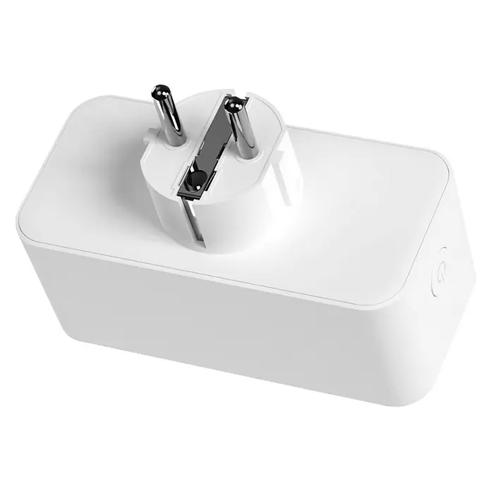 Muvit iO Enchufe inteligente WiFi con monitor de energía - Blanco, 2 Polos + Toma Tierra, Plástico, 1 ud. - Vista angular