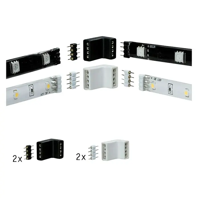 Paulmann Conector de esquina YourLED - 12 pzs., Plástico - Vista angular
