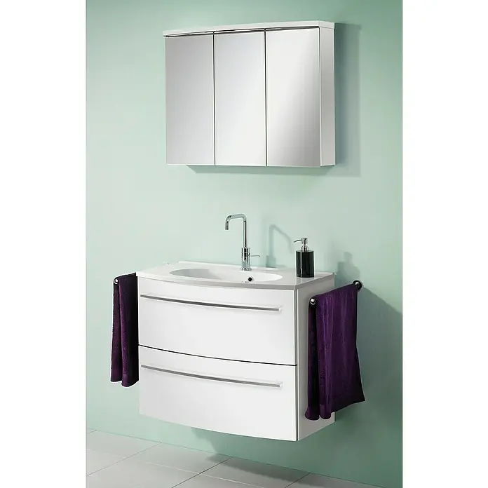 Camargue Swing LED-Spiegelschrank - B x H: 80 x 70,5 cm, Mit Beleuchtung, Spanplatte, Weiß - Stimmungsaufnahme