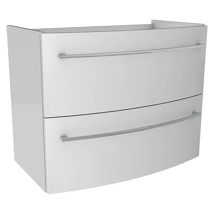 Camargue Swing Waschtischunterschrank - 80 x 45,6 x 63 cm, Weiß, Hochglanz - Diagonale Ansicht