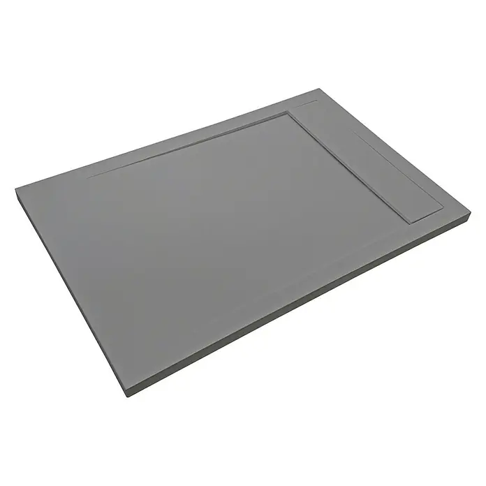 Duschwanne New York - L x B: 100 x 80 cm, Verbundwerkstoff, Grau - Diagonale Ansicht