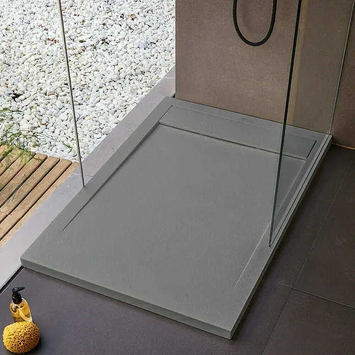 Duschwanne New York - L x B: 120 x 80 cm, Verbundwerkstoff, Grau - Stimmungsaufnahme