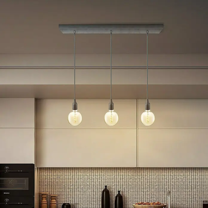 Home Sweet Home Plafondhouder voor lamp - 3 voudig, Gun Metal - Sfeeropname