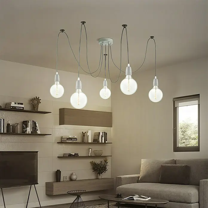 Home Sweet Home Plafondhouder voor lamp - 5 voudig, Beton, Metaal - Sfeeropname