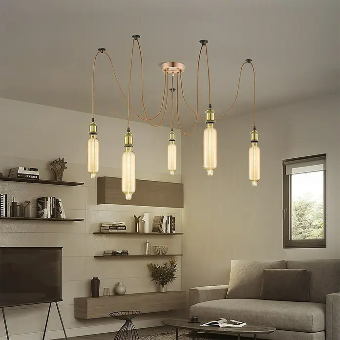 Home Sweet Home Plafondhouder voor lamp - 5 voudig, Koper, Metaal - Sfeeropname