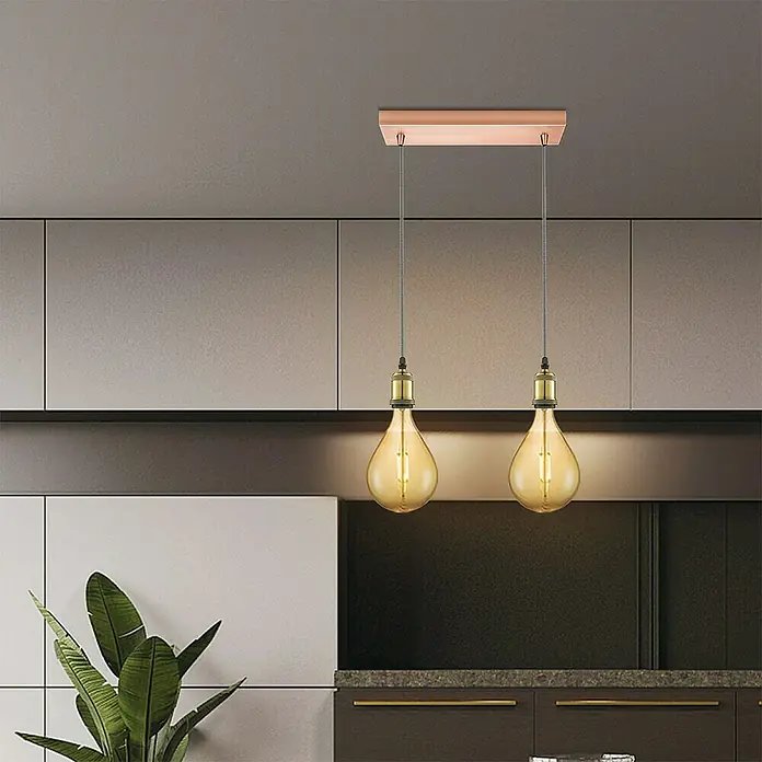 Home Sweet Home Plafondhouder voor lamp - 2 voudig, Koper - Sfeeropname
