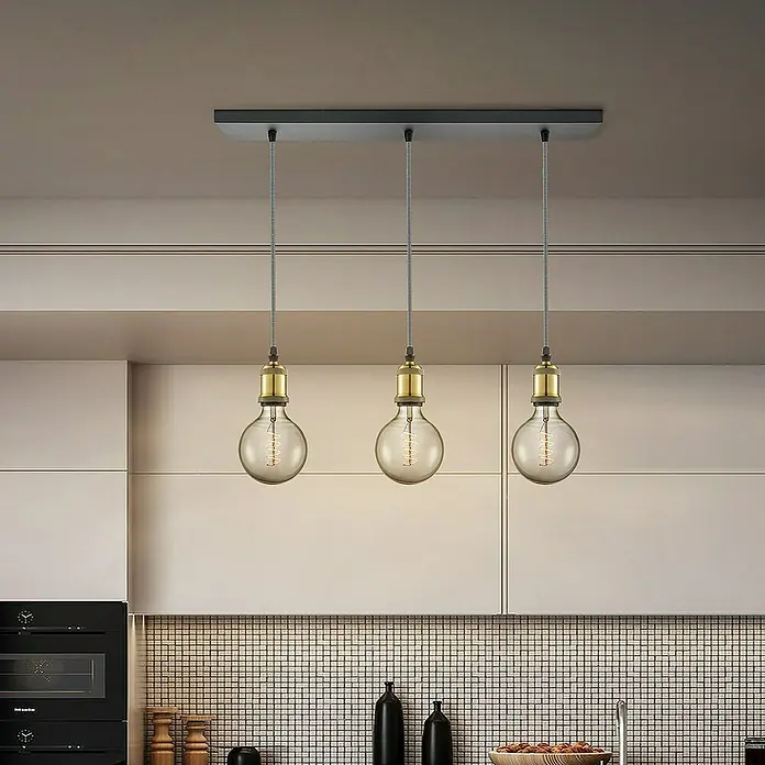 Home Sweet Home Plafondhouder voor lamp - 3 voudig, Zwart - Sfeeropname