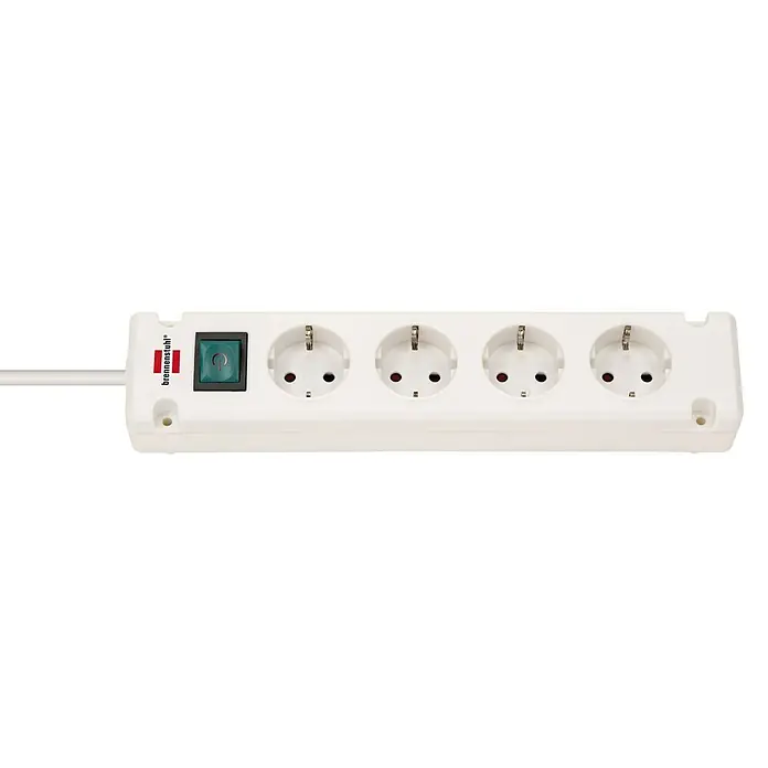 Brennenstuhl Steckdosenleiste Bremounta - 4-fach, Weiß, Kabellänge: 1,5 m, 3.500 W - Ansicht von oben