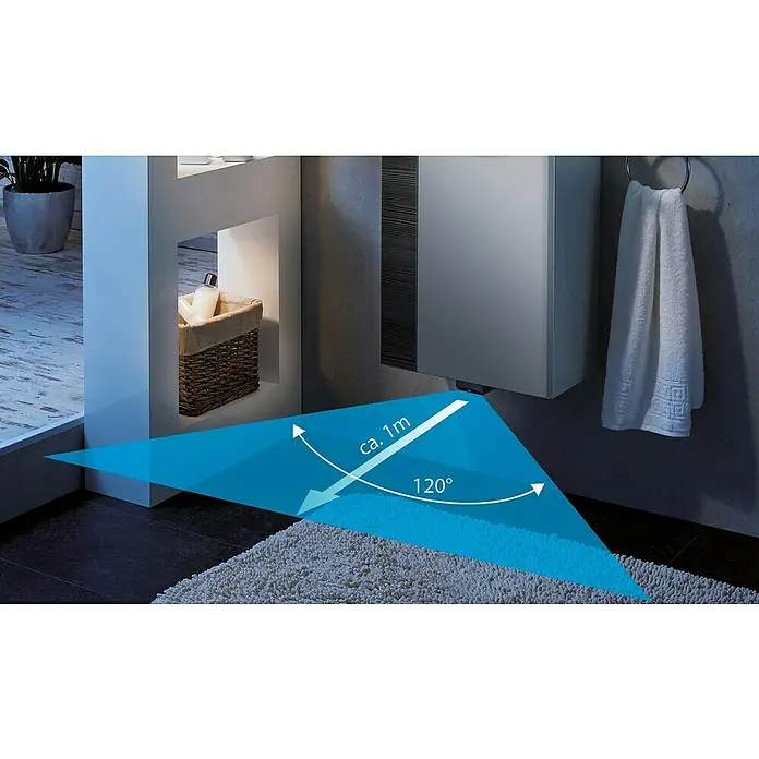 Camargue Faro Mini Waschtischunterschrank - 55 x 29,5 x 55 cm, Bewegungsmelder mit LED-Beleuchtung, Darkoak - Stimmungsaufnahme