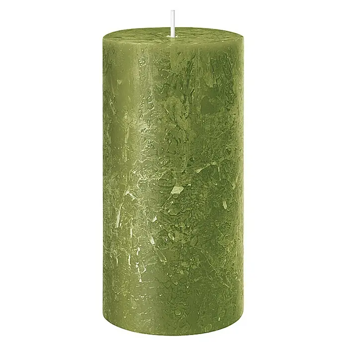 Stumpenkerze Rustic Safe - Ø x H: 6 x 11 cm, Olive - Vorderansicht