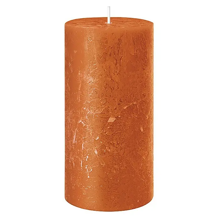 Stumpenkerze Rustic Safe - Ø x H: 6 x 11 cm, Kürbis - Vorderansicht