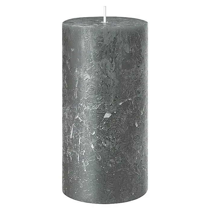 Stumpenkerze Rustic Safe - Ø x H: 7 x 8 cm, Anthrazit - Vorderansicht