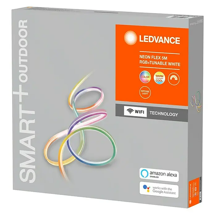 Ledvance Smart+ WiFi Smart-LED-Band Neon - Länge: 5 m, RGBW, IP44 - Diagonale Ansicht