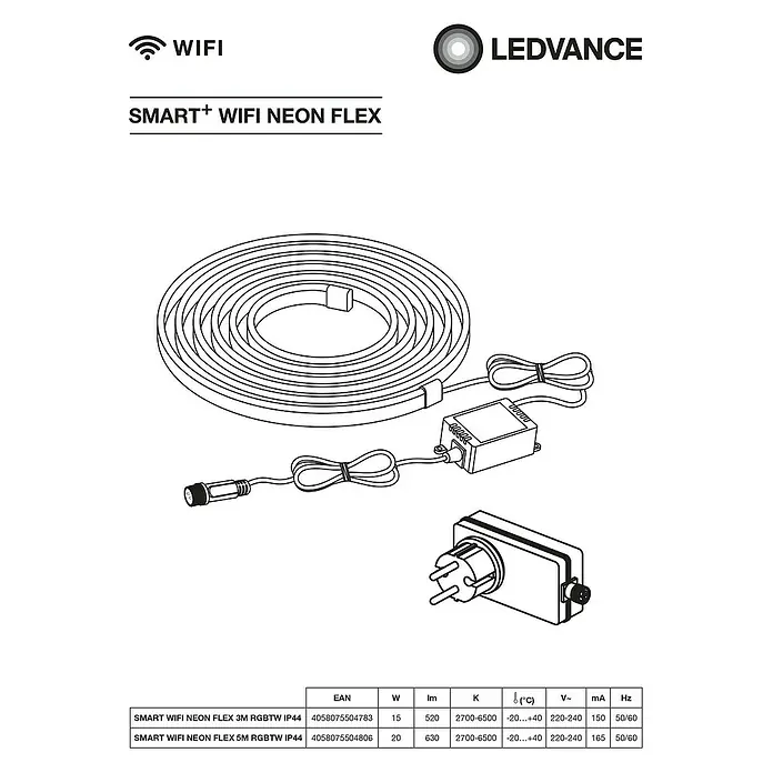 Ledvance Smart+ WiFi Smart-LED-Band Neon - Länge: 5 m, RGBW, IP44