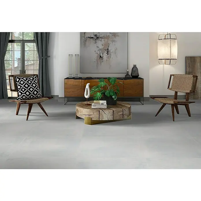 Pavimento porcelánico Madox - 60 x 60 cm, Blanco, Rectificado, Efecto cemento - Foto ambiente