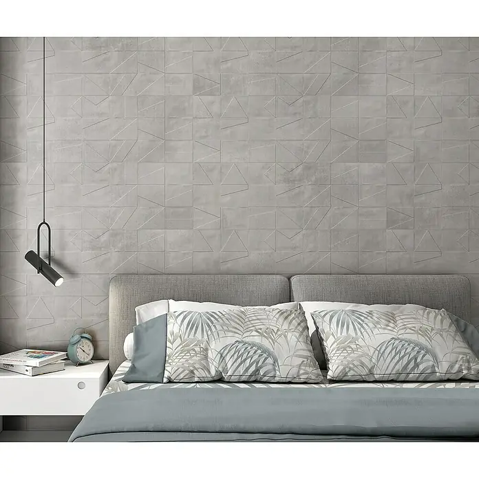 Revestimiento de pared Madox City - 30 x 90 cm, Gris, Rectificado, Efecto cemento - Foto ambiente